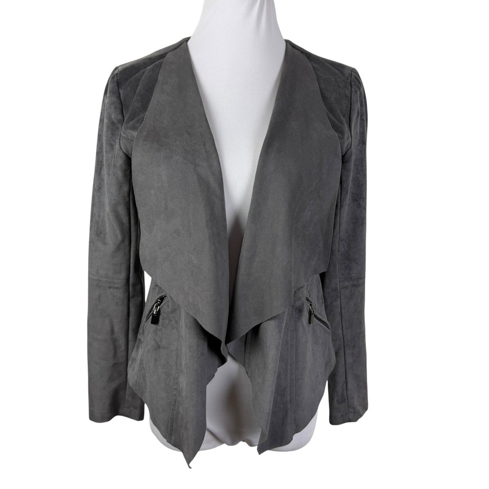 Market & Spruce‎ Grey Faux Suede Drape Front Jacket Women's Small SFJ7648